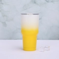 Macro view of 30oz gradient stainless steel tumbler with lid and ice cubes detail - 30oz / White Yellow