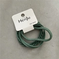 Minimalist elastic hair band set in deep green featuring twisted and braided textures - Dark Green (4Pcs) Card Packed