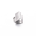 Silver stainless steel ribbon crimp ends with teeth for jewelry making crafts - 8.5MM / Steel