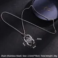 Collar punk para hombre de acero inoxidable con colgante de cabeza de lobo y luna - Estilo Cabeza de Lobo (A735) / Cadena de Acero 70cm