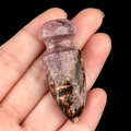 Purple amethyst hand-carved dagger stone pendant with unique natural polished crystal textures - Rhodonite