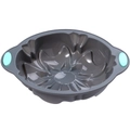 Grey sunflower silicone cake mold with light blue handles for kitchen baking - Curled Flower Pan
