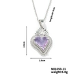Collana in acciaio inossidabile con ciondolo a cuore viola e texture vintage eleganti - Oro Strass Viola Scuro (N01050-11)