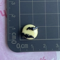 Mini Halloween resin charms featuring 3D black bats with a 1.5cm diameter scale reference - Bat Yellow Moon