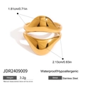 Gedetailleerde weergave van goudkleurige ring met afmetingen en specificaties - Goud Dubbellaags Golfontwerp (JDR2409009)