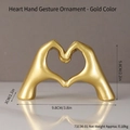 Modern gold heart hands sculpture, resin art decor for desk, 9.8x3x5.8cm size - Heart Gesture / Gold