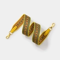 Fashionable woven yellow guitar strap for crossbody bags with gold metal hooks and geometric pattern - L80cm W3.8cm / Yellow Webbing with Gold Buckle