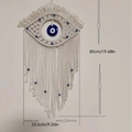 Arazzo macramé fatto a mano occhio di Allah in bianco crema, altezza 50 centimetri - Ornamento Sospeso Evil Eye