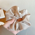 Champagne satin oversized scrunchie with silk texture for high-end ponytail hair styling - Champagne