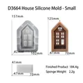 House shape silicone mold for candle making with dimensions and sponge included - D3664-Small House Silicone Mold + Sponge Holder