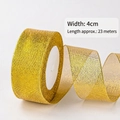 Sparkling gold 4cm wide metallic glitter ribbon spool for Christmas baking and gift wrapping - 4cm Wide Gold Glitter Ribbon 25 Yards