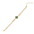Gold stainless steel bracelet with green four-leaf clover pendant and lobster clasp - Green Four Leaf Clover Style (3# Flower)