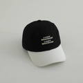 Close-up of Lucky Whatever embroidery and contrast stitching on cotton baseball cap - 54cm (3-8 Years) / Black