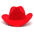 Klassischer roter Western Cowboyhut aus Wollfilz mit gebogener Krempe und Vintage Stil - M / Rot