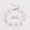 Detail view of 10mm baroque pearls with silver metal chain and product dimensions - Steel Color 10MM