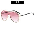Lunettes de soleil oversize dégradé rose avec monture dorée et détails ajourés C5 - Monture Or Verre Dégradé Rouge
