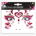 Face art stickers set with crimson glitter hearts and pink rhinestones for Halloween party - Valentine's Large Heart