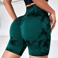 Short de yoga tie-dye taille haute avec effet liftant scrunch butt en vert foncé - Vert Foncé