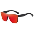 Gafas de sol de pantalla polarizadas con lentes de espejo rojas y montura negra - Talla única / Marco Negro/Lente de Espejo Rojo Naranja