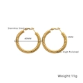 Macro shot of gold-plated twisted hoop earrings showing 40mm diameter and 5mm thickness - 40mm Twisted Texture Style (E308)