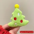 Cute green plush Christmas tree pin accessory with red dots and top yellow pompom - Polka Dot Xmas Tree