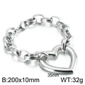 Silver chunky chain bracelet with hollow heart pendant and dimensions 200x10mm 32g - Silver Bracelet