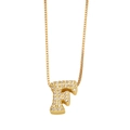 Golden necklace with a zircon-encrusted letter F pendant on a delicate box chain - Letter F