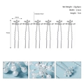 Dettaglio di 6 forcine da sposa argentate con perle finte e specifiche sulle dimensioni - Set da 6 / Argento