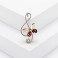 Elegante spilla a nota musicale argentata con farfalla di cristallo e strass luminosi - Champagne