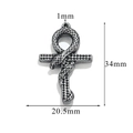 Vintage silver Ankh cross pendant with snake wrap and 34mm by 20.5mm size dimensions - Style Z2305S26/Ankh and Snake