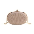 Pochette da sera oro champagne con paillettes, trama a raggiera e chiusura gioiello - Oro