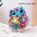 Artistic owl crystal figurine made of transparent resin with multicolor shell gravel decor - Approx. 5*6cm / Abalone Shell