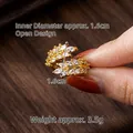 Bague réglable en forme d'épi de blé doré avec pierres en zircone, poids 3,5g - J24139 Style Deux