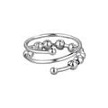 Silver stainless steel anti-anxiety spinning bead ring with a spiral open design - Silver 10 Beads 2 Heads