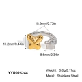 Size specifications of two-tone stainless steel butterfly and star open ring - Butterfly & Star Style (YYR025244)