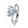 Sparkling S925 sterling silver ring featuring a large heart-shaped zircon gemstone - Lzr32-p-6