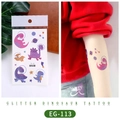 Glitter temporary dinosaur tattoos for kids with pink brontosaurus and star designs - EG-113 (Glitter Dinosaur)