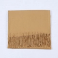 Solid camel color cashmere-like scarf with fringe tassels in a neat fold presentation - 200cm / Medium Camel
