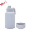 650ml stainless steel sports bottle in light grey matte finish with portable handle - 650ml / Light Grey - Sport