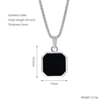 Titanium steel necklace with black octagonal pendant and 18K gold plating - Steel Black Acrylic