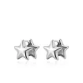 Minimalist 925 sterling silver pentagram stud earrings with polished 3D star design - 925 Sterling Silver (Star)