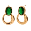 Pendientes De Aro De Circonita Verde - Oro