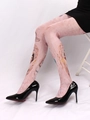 Pink printed tights featuring vintage portrait patterns with sheer elastic fabric - Dark Pink 1824 Girl and Cat