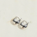 Boucles d'oreilles créoles en U argentées avec finition miroir polie au style minimaliste - Plaqué platine forme en U large / Argenté