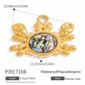 Crab pendant in 18K gold-plated stainless steel with colorful shell inlay, 24x11mm - Colorful Crab Pendant (PJ91716B)