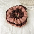Lace scrunchie in pink and dark brown colors on white textured background paper - Q622-1 Pink Brown Patchwork
