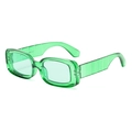 Vintage dunkelgrüne quadratische Sonnenbrille mit strukturierten Bügeln und flachem Rahmendesign - Transparenter Grüner Rahmen Grüne Gläser