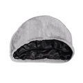 Men's ethnic sleep cap set with grey knit exterior and black satin lining for hair care - One Size / Base Cap / Light Gray