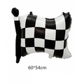 Palloncino in alluminio a scacchi bianchi e neri stile corse 60x54 cm - Bandiera da Corsa Grande
