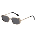 Vintage gouden rechthoekige zonnebril met metalen frame en zwarte glazen voor - Gouden Frame/Grijze Lenzen